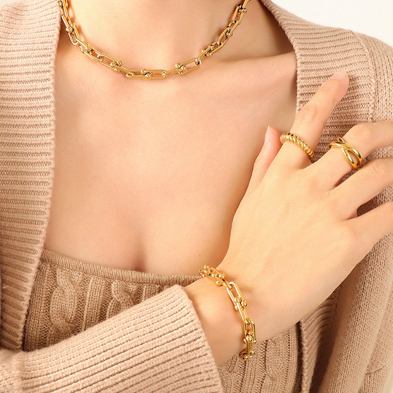 Miniatura: Pulsera Baño Oro 18K Herraduras