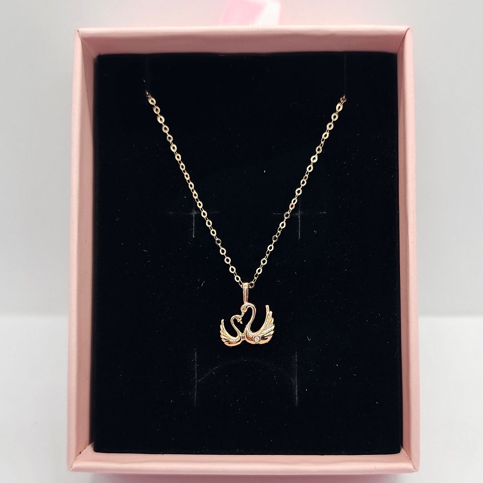 Miniatura: Cadena Eslabones Oro 18k Colg. Pareja Cisne Amor Diamante 1p