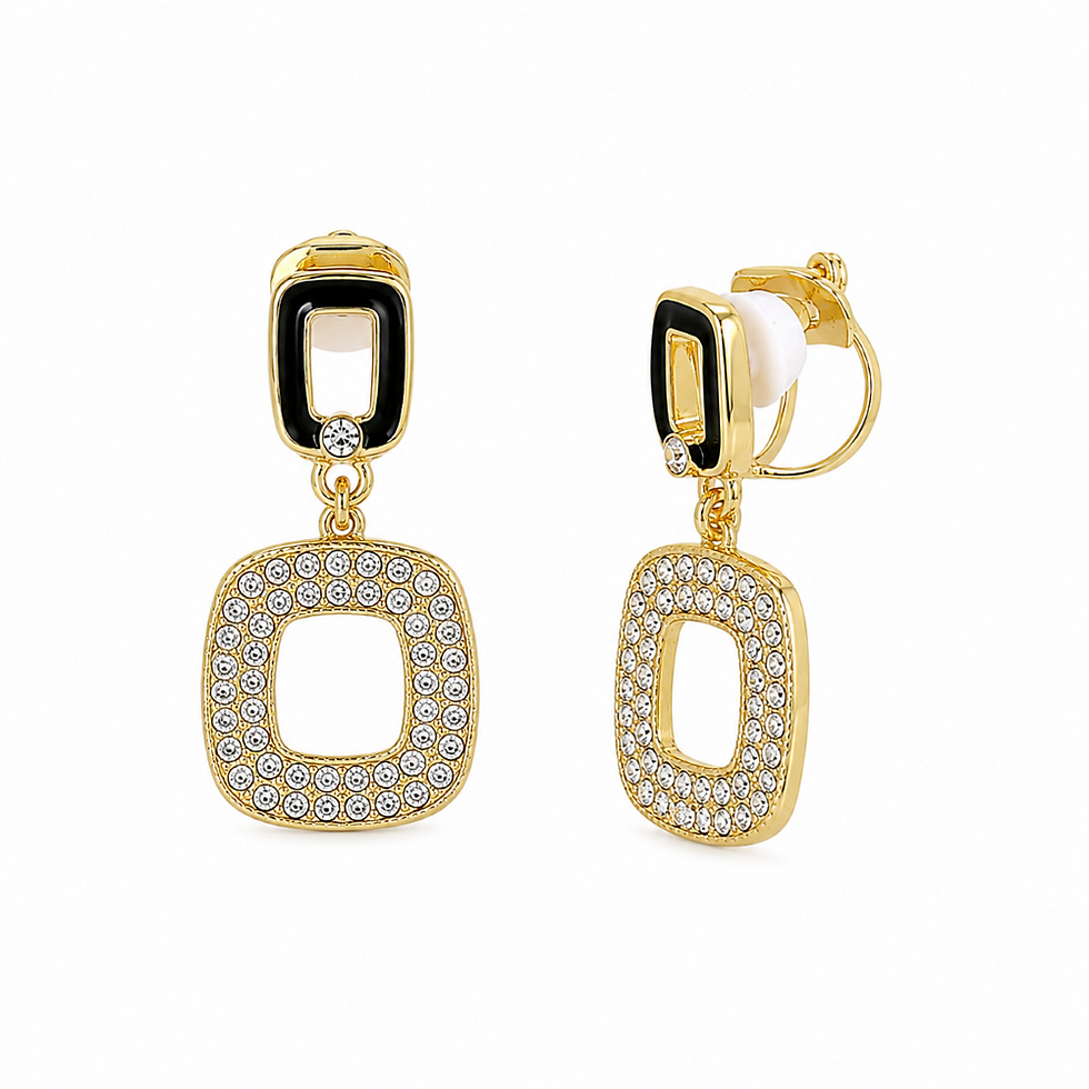 Miniatura: Aros Clip Enchape Oro Dob Cuad Resin Bri