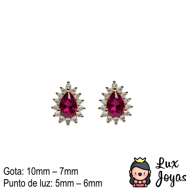 Miniatura: Aros Plata 925 Baño Oro Gota Roseta