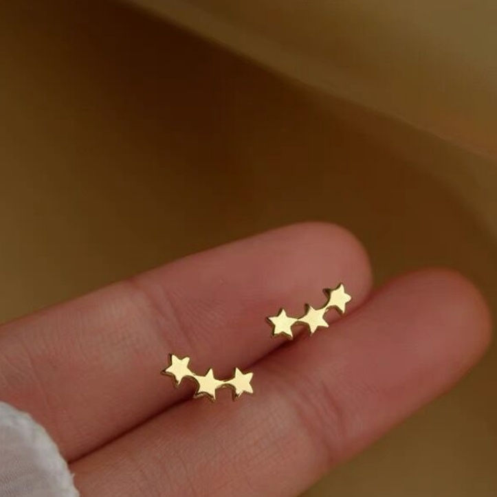 Miniatura: Aros Plata 925 Baño Oro Estrellas X3