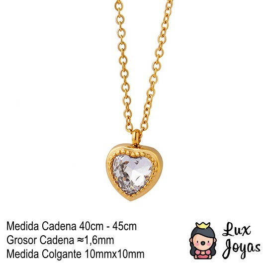 Miniatura: Collar Baño Oro 18k Corazón Circón