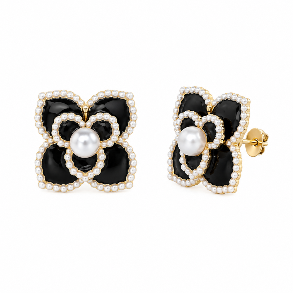 Aros Clip Enchape Oro Flor 4 Pet Perlas