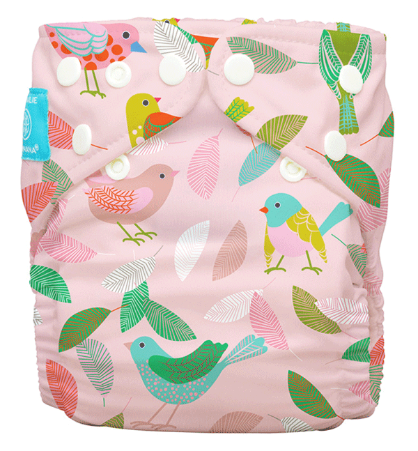 Behrendt Graphic Design diaper design birds and leaves for Charlie Banana