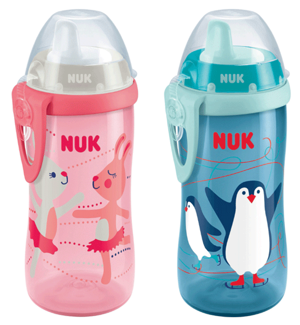 Behrendt Graphic Design bottle illustration dancing bunnies and penguins for NUK