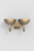 Prato sconce with two torchieres finished in brushed brass, front view