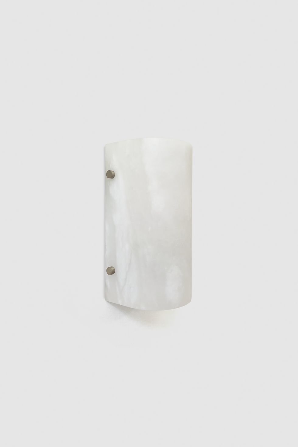 Domo alabaster sconce half height finished in brushed nickel, side view