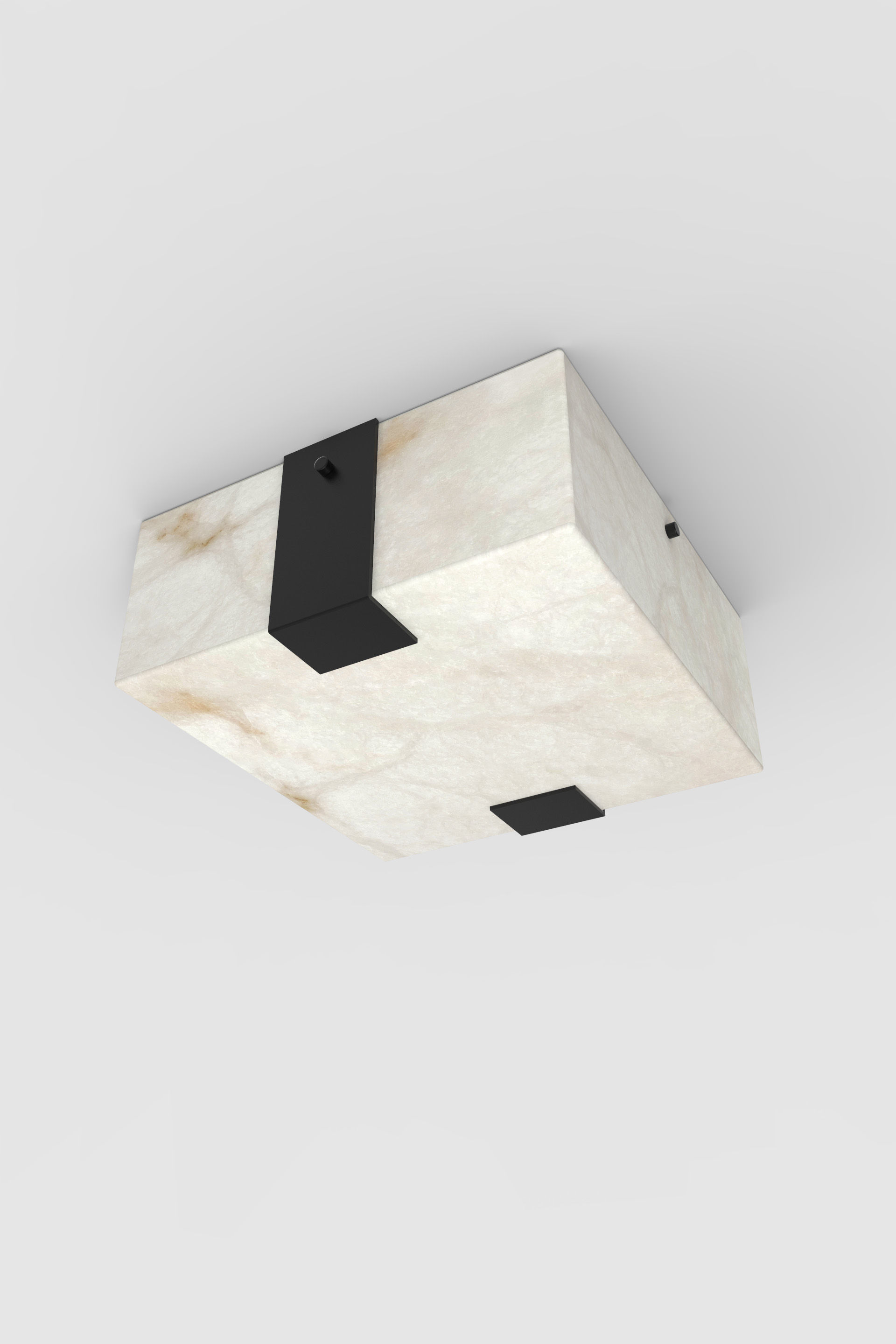 Ponti alabaster flush mount finished in blackened brass, 2 clip