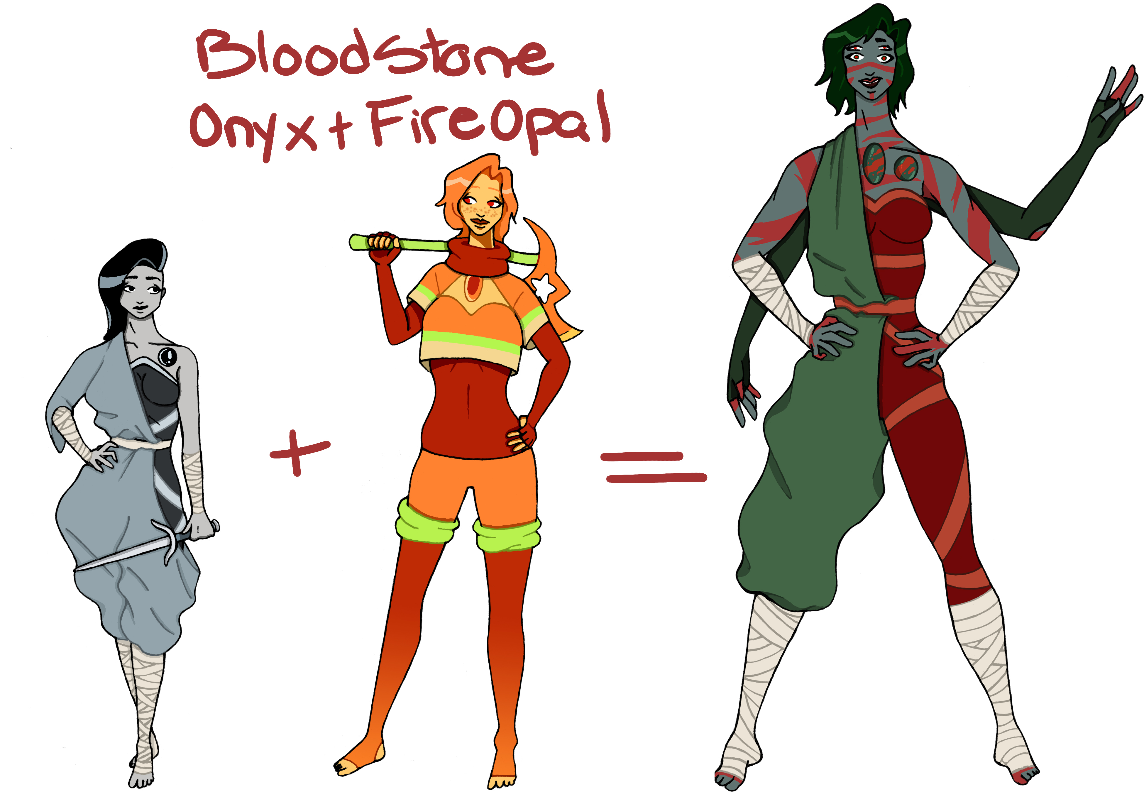 Onyx and Fire Opal Gemfusion
