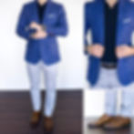 @DapperProfessional wearing a blue linen blazer, white chinos and a blue polo shirt