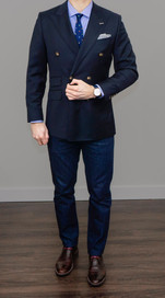 Indochino Custom blazer styled casually with denim.