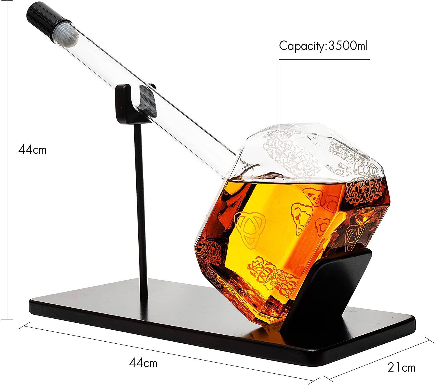 Thors Hammer Whiskey and Wine Decanter 3500ml by The Wine Savant for Tequila, Bo