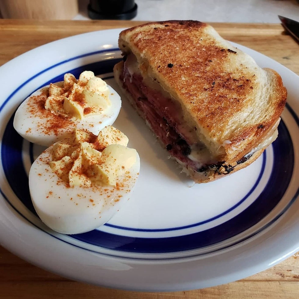 deviled eggs and a sandwich