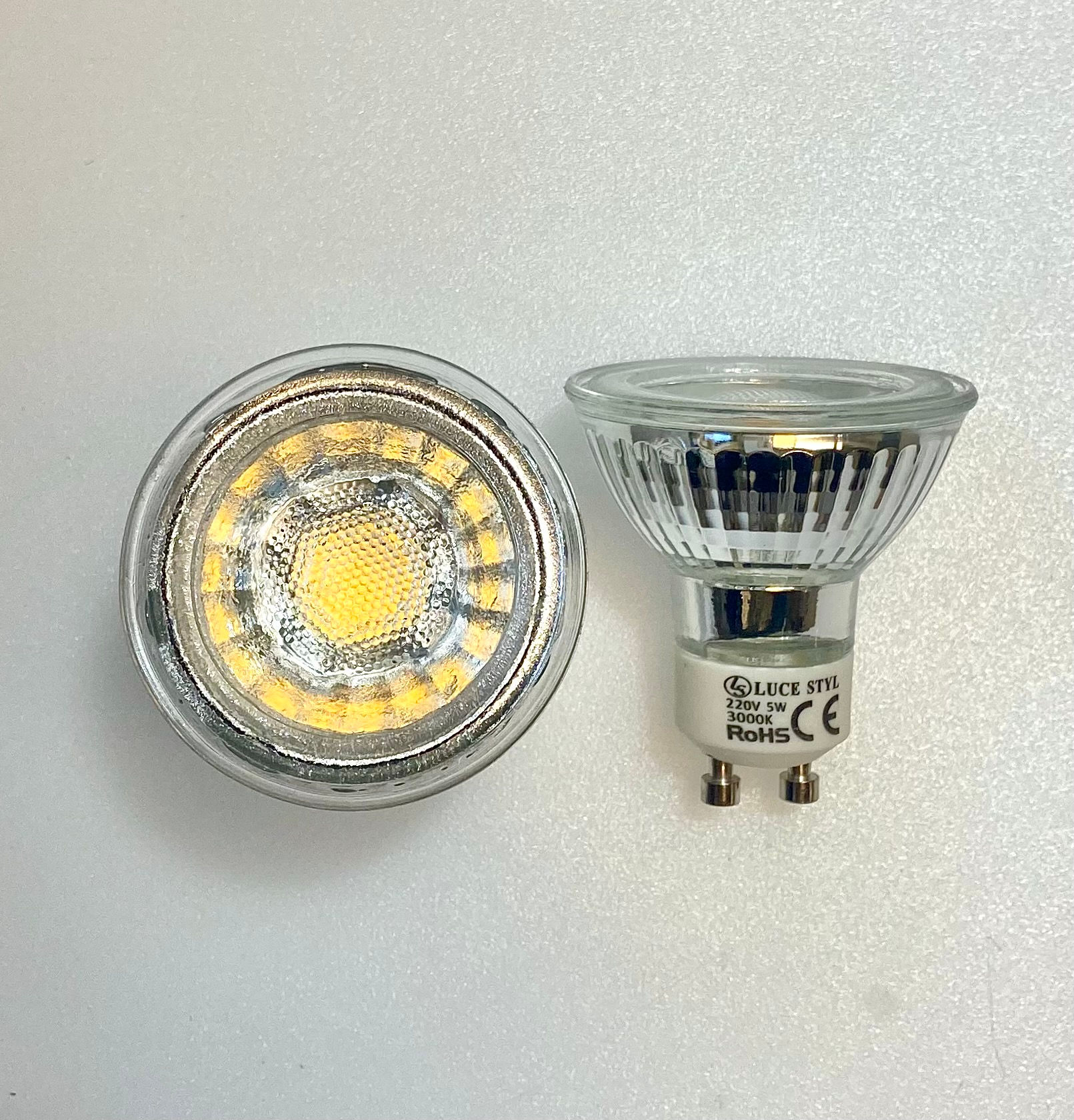 LAMPADINA LED GU10 COB 5W 220V IN VETRO LUCE CALDA/NATURALE