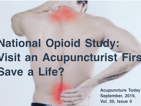 National Opioid Study:                                  Visit an Acupuncturist First, Save a Life?