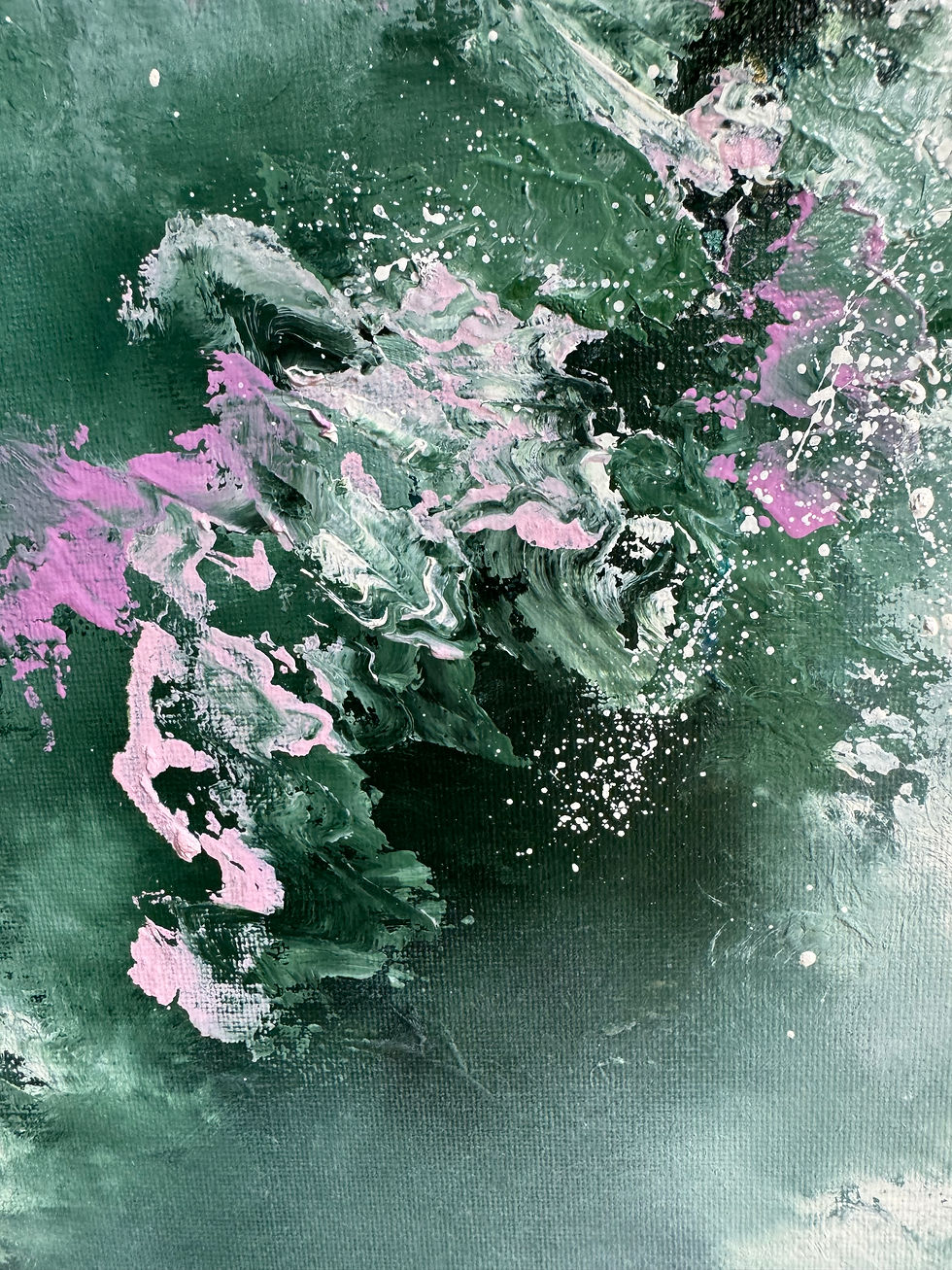 Thumbnail: Come and Walk with Me - Green Abstract Art second image of close up detail