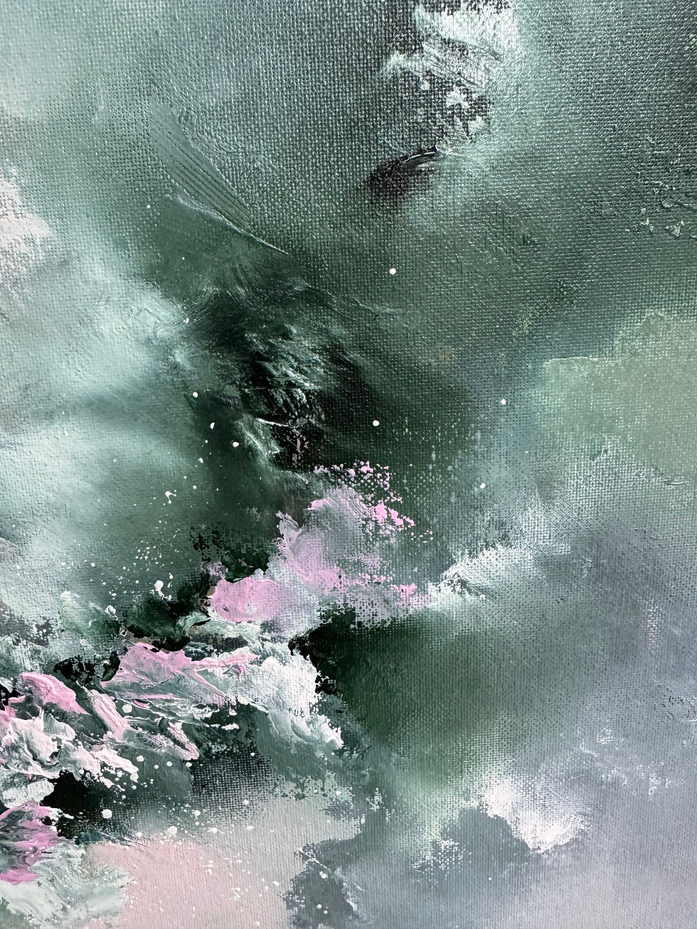 Thumbnail: Beyond the Meadow - Green Abstract Art - Close Up Detail