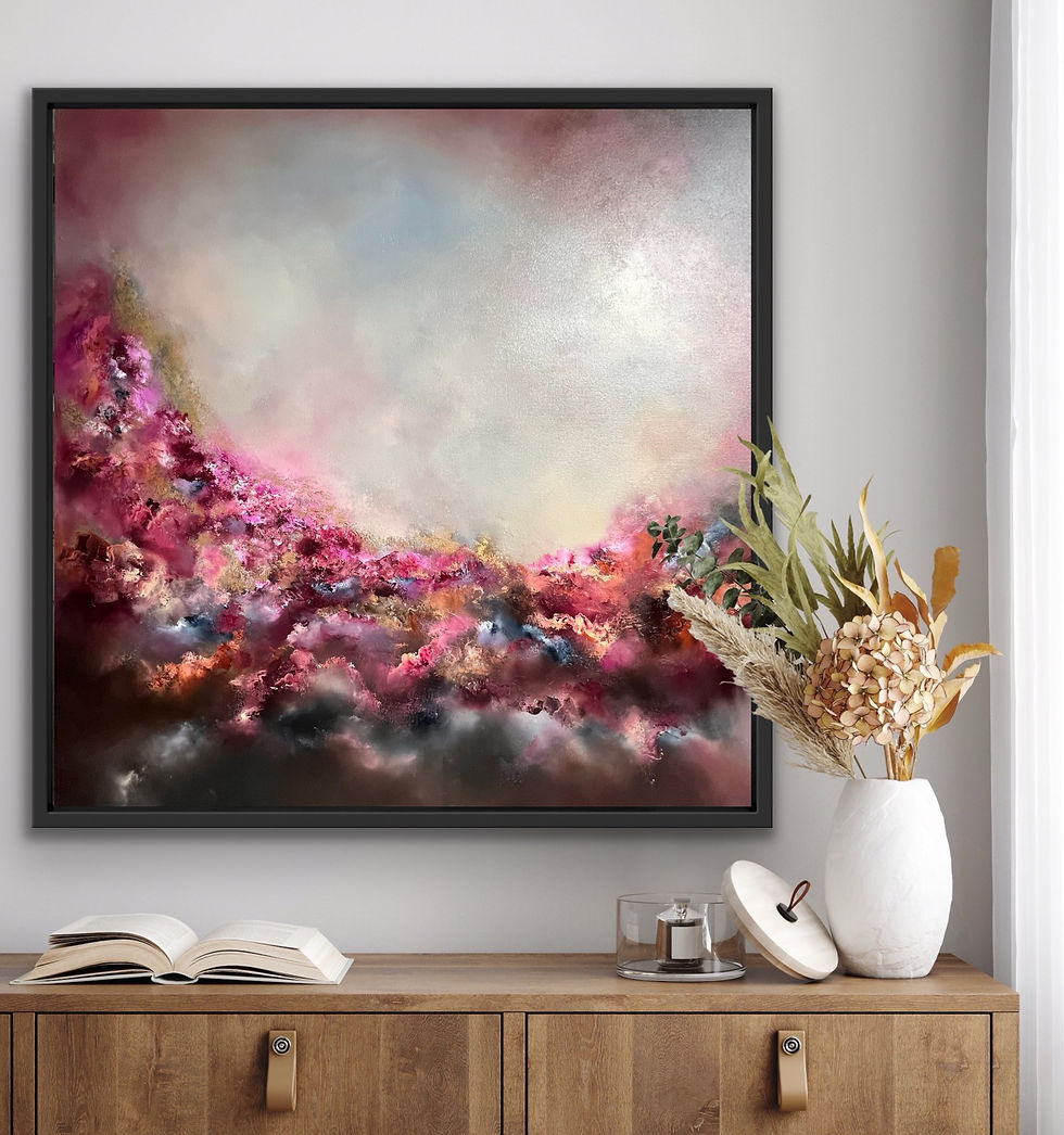 Thumbnail:  Remembering the Last of the Summer Blossoms Artwork in room setting 