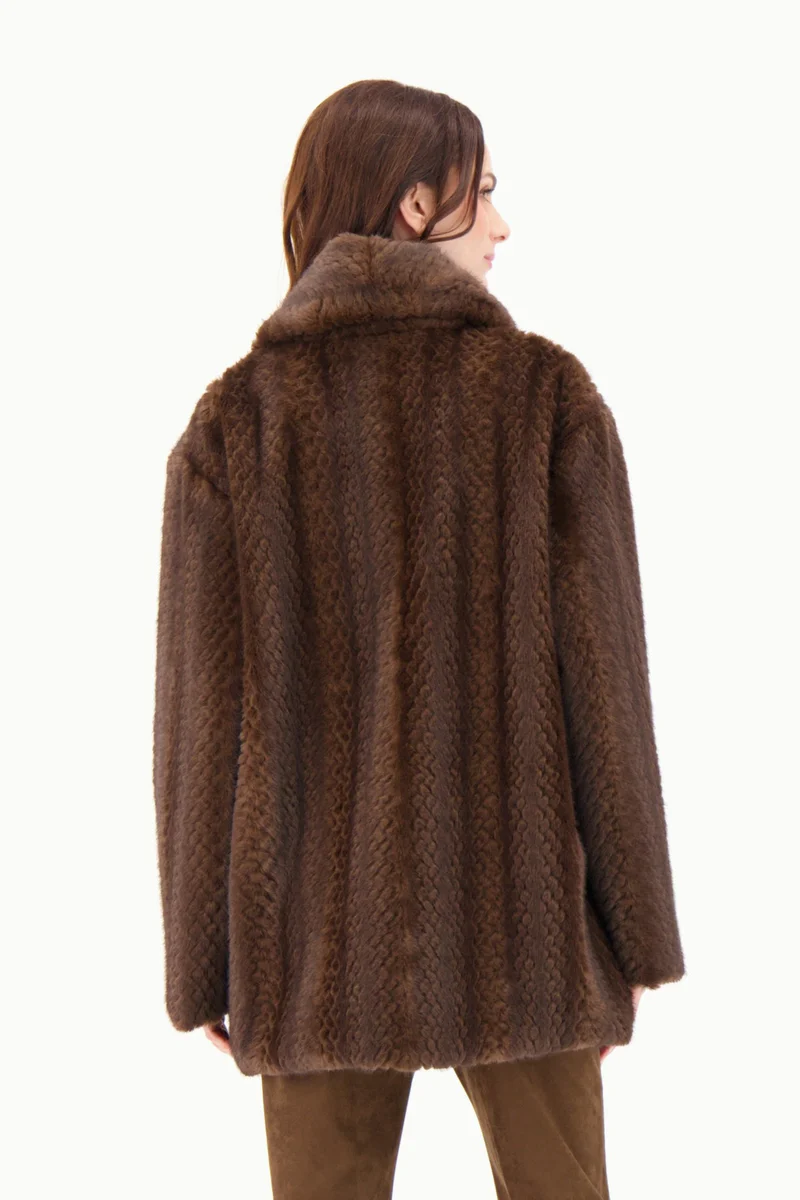 FAUX FUR JACKET WITH PEARL BUTTONS