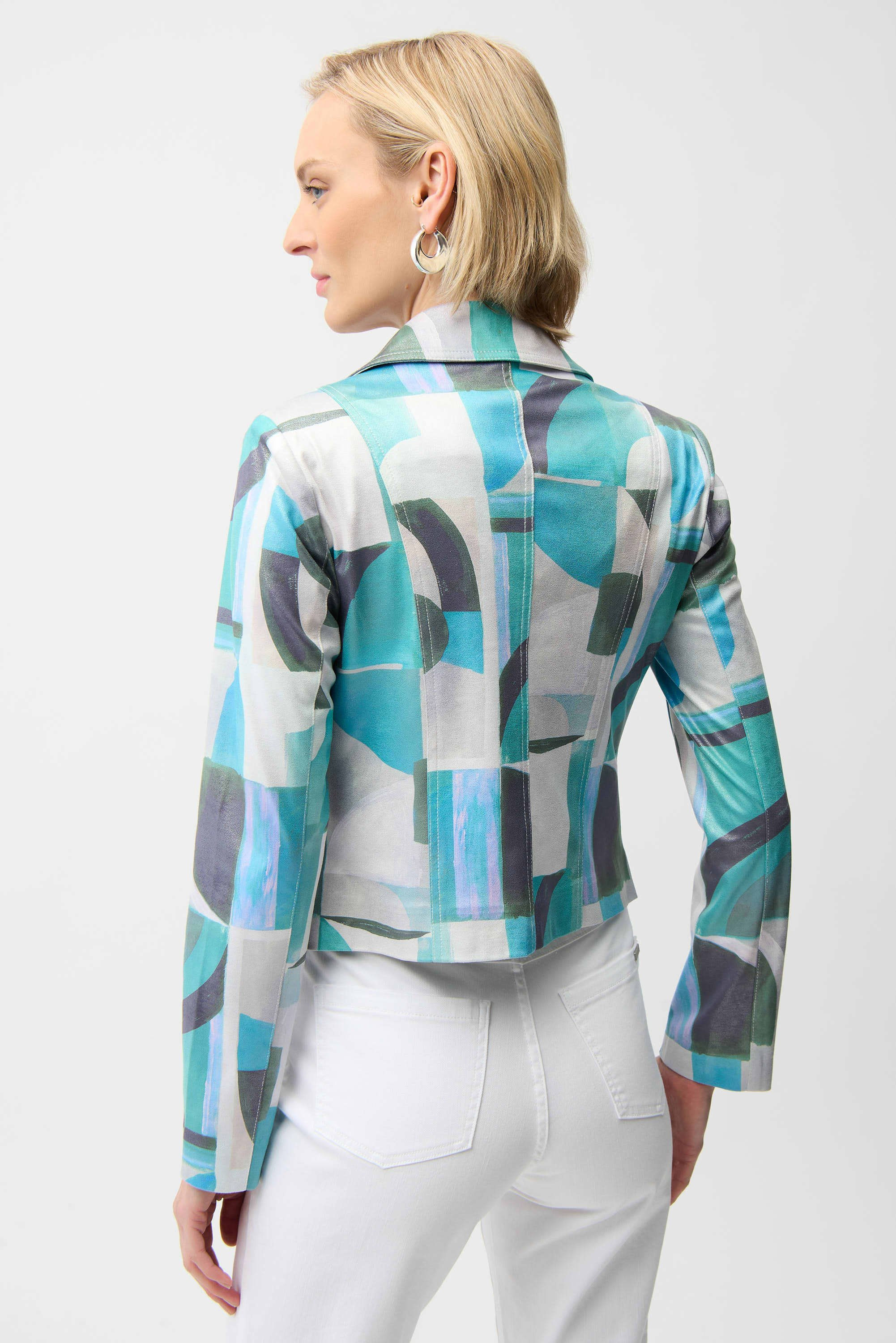 JOSEPH RIBKOFF  TEAL AND SILVER  JACKET