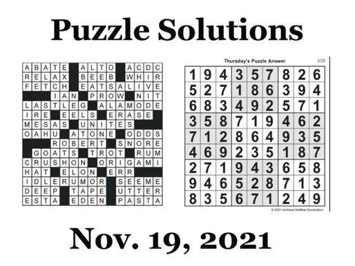 Puzzle solutions, Nov. 19, 2021