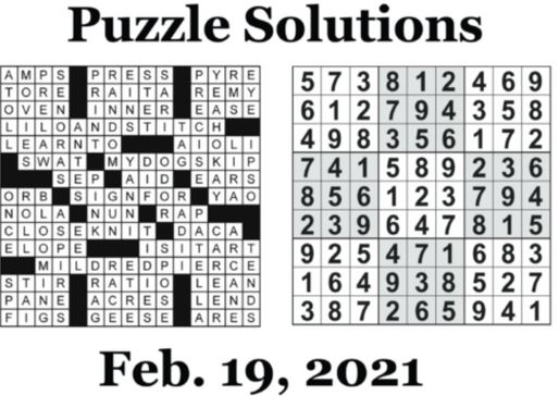 Puzzle Solutions: February 19, 2021