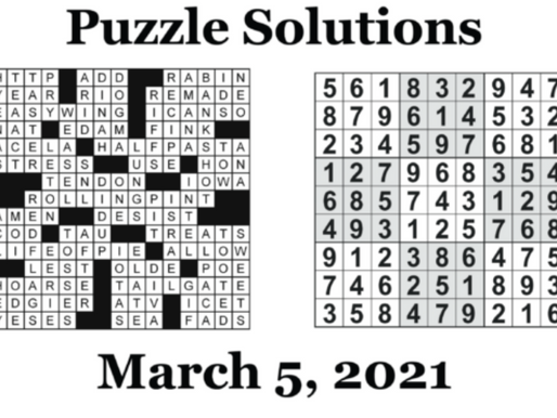 Puzzle Solutions: March 5, 2021