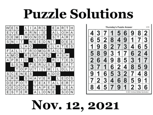Puzzle solutions, Nov. 12, 2021