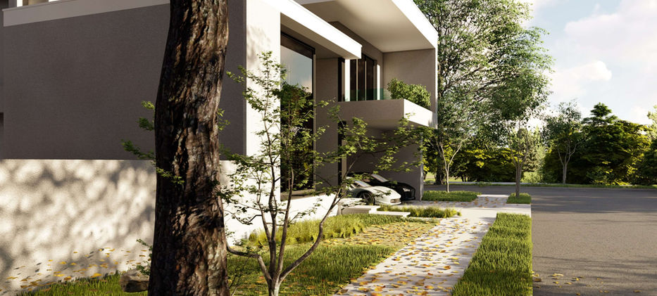 Housing P+1E
County - Arad, City of Arad
Built area: 180.00 sq m
Floor area: 340.00 sq m
Details about the project:
This home is composed of simple, fluid spaces, with an emphasis on interior-exterior continuity (ground floor open space, sliding door from the living room to the terrace and garden, generous glazed areas).
The monochromy of the decor is balanced by natural accents, which brings light and nature to the fore – as basic elements of living in such a minimalist space.