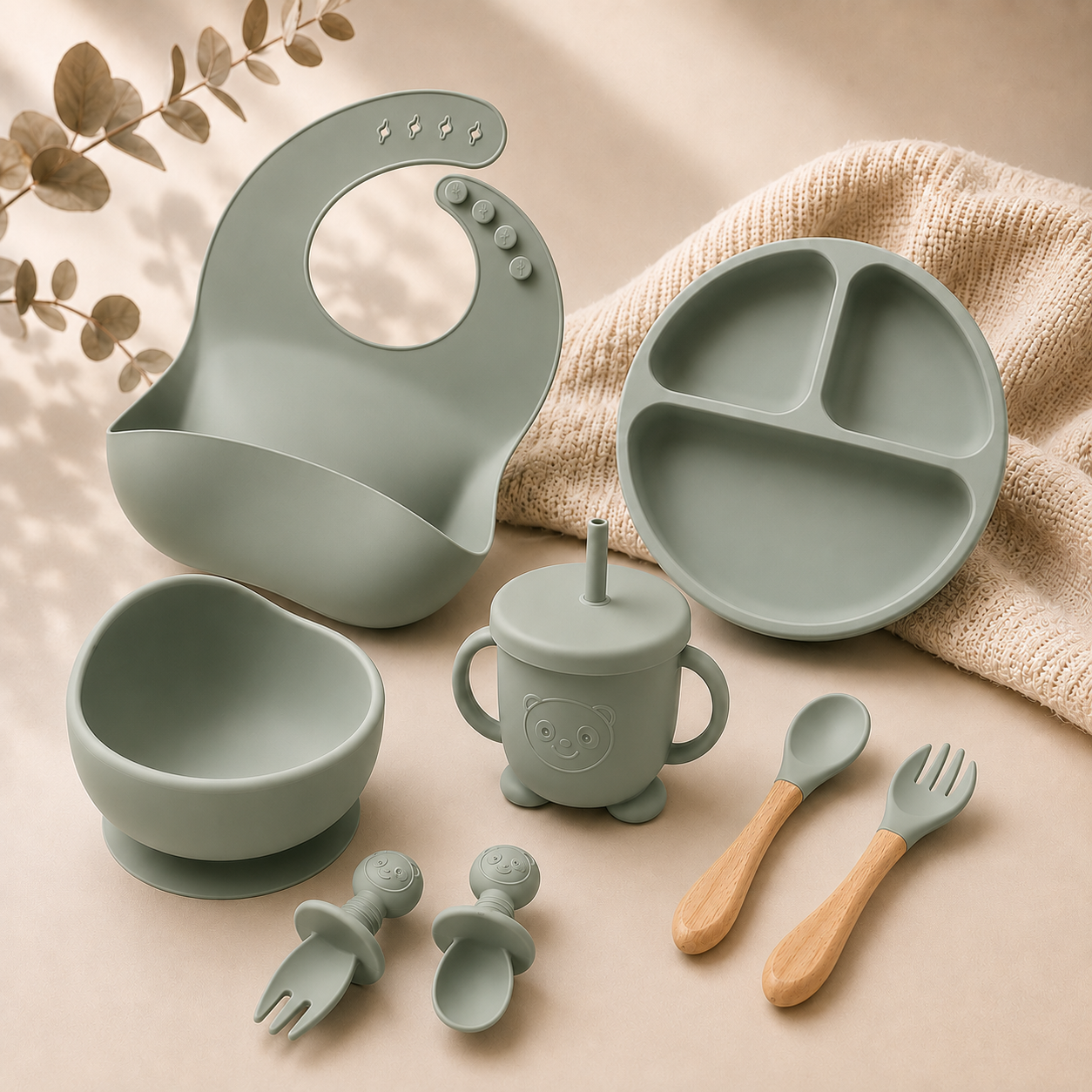 Kit Hora da Papinha em Silicone | 8 Peças Bambinne