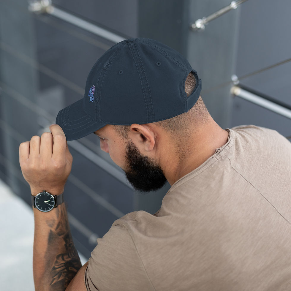 Thumbnail: Embroidered Quantum Fox Distressed Baseball Cap