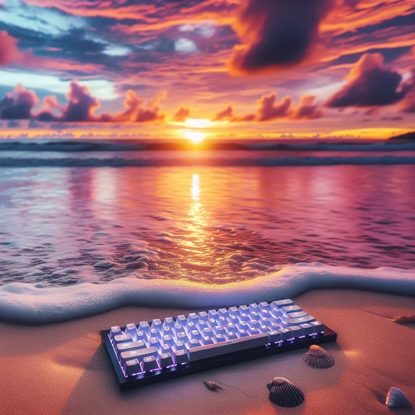 Un clavier sur une plage pour illustrer les raccourcis clavier de Windows