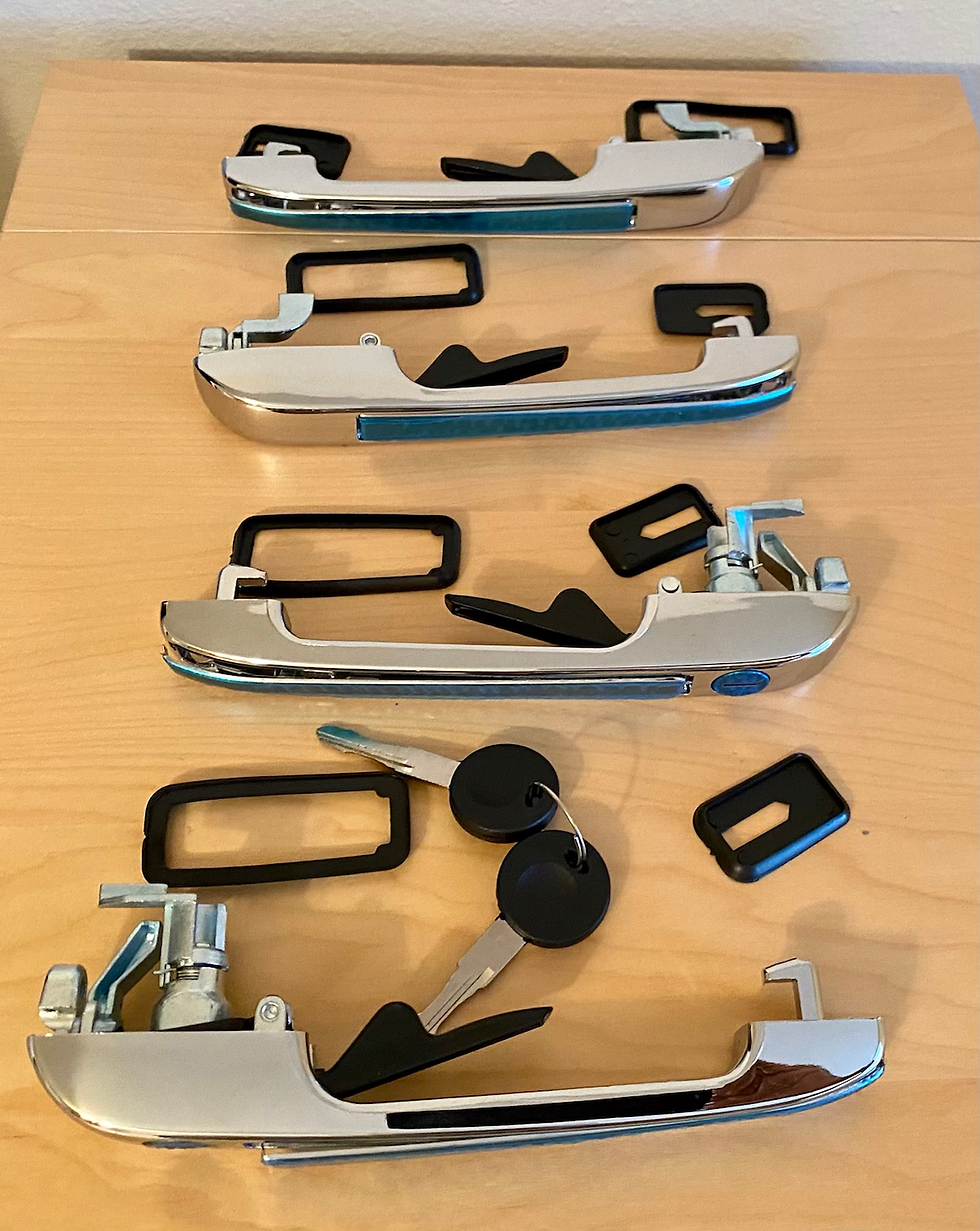 Thumbnail: VW CADDY RABBIT JETTA GTI MK1 CHROME DOOR HANDLES SET 4DOOR CARS KEYS & GASKETS