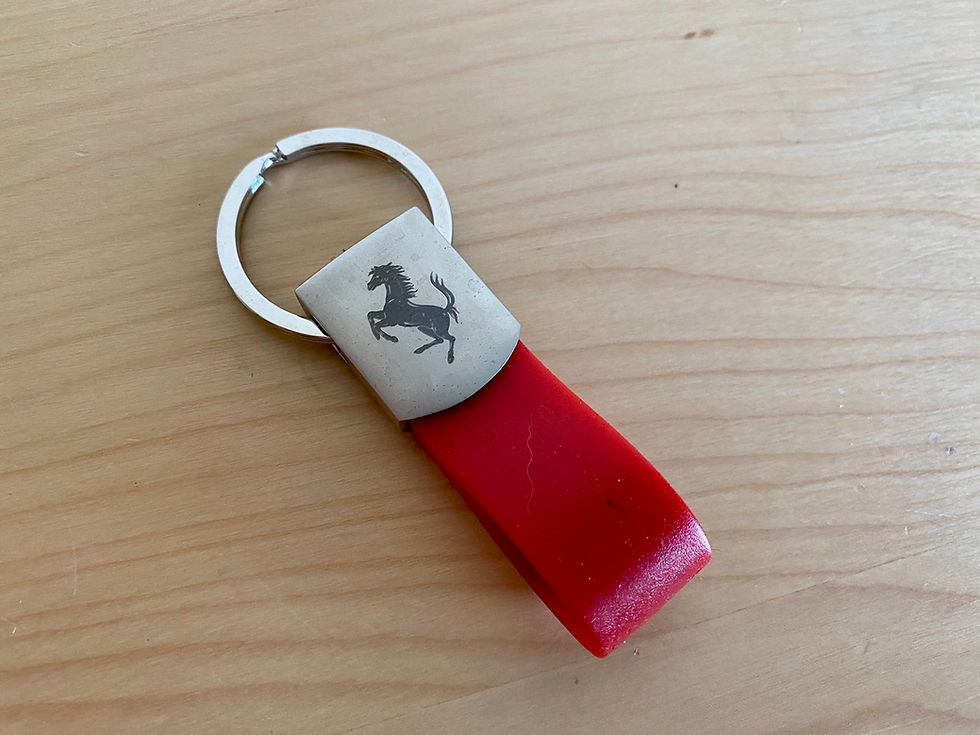 Thumbnail: Ferrari Red / Chrome Metal Keychain Key Chain Ring