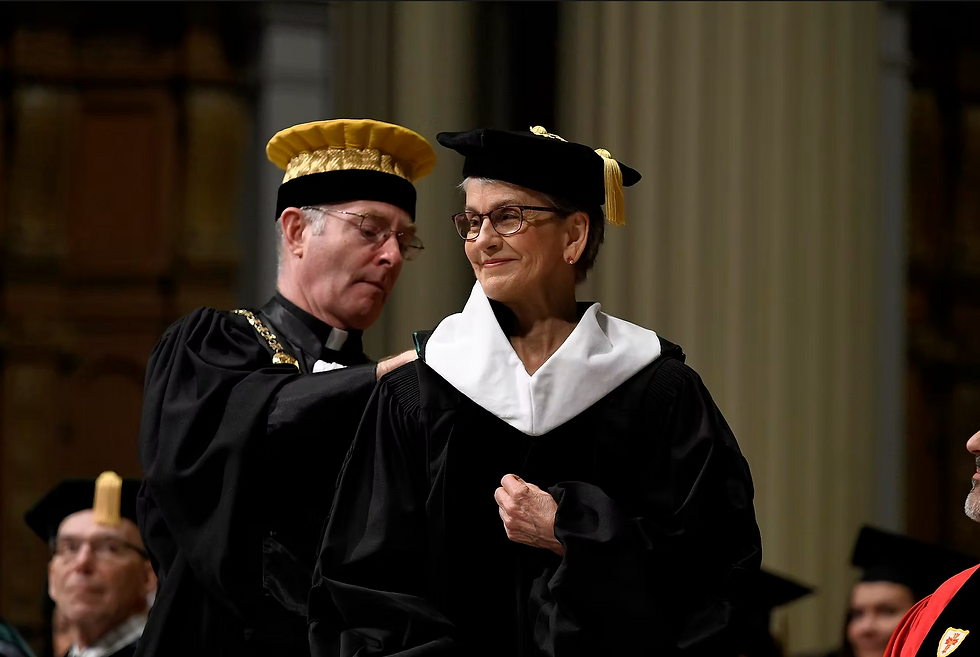 Frances receiving an honorary degree from University of San Francisco in 2019
