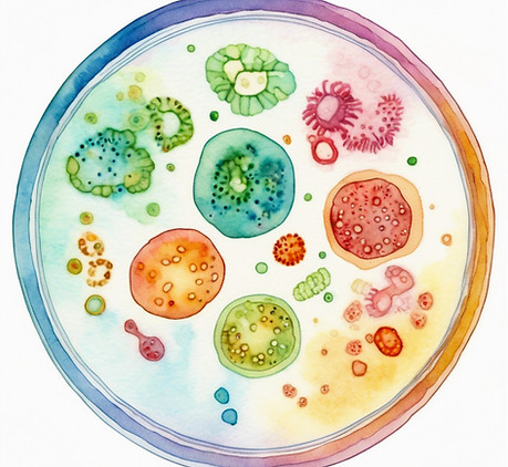 watercolor image of bacteria on a petri dish, colorful.jpg
