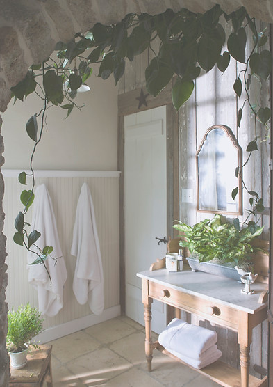 Salle de bains verte