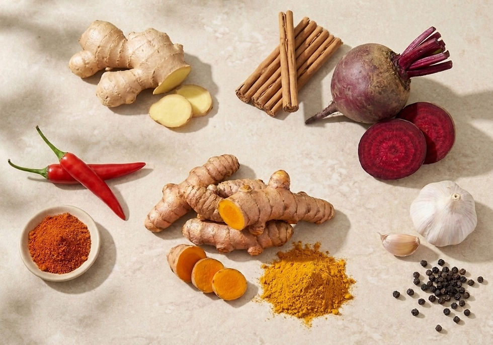 Turmeric Combinations: Ginger, Cayenne, Cinnamon, Beetroot, Garlic & Black Pepper