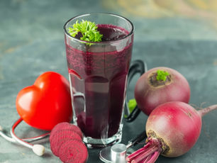 Beetroot juice with heartbeat icon symbolizing cardiovascular support