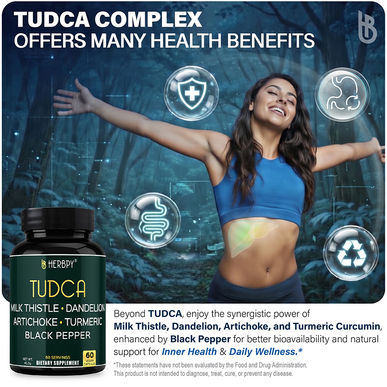 Herbpy TUDCA Complex with Milk Thistle, Dandelion, Artichoke, Turmeric, and black pepper - Natural liver support and daily wellness supplement
