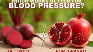 Beetroot and pomegranate halves side-by-side for comparison