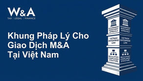 Poster nền xanh W&A: Khung Pháp Lý Cho Giao Dịch M&A Tại Việt Nam, cột ghi Government Investment Approvals, Vietnam Enterprise Law.