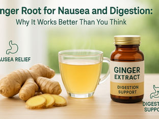 Ginger tea and slices symbolizing nausea relief and digestion support