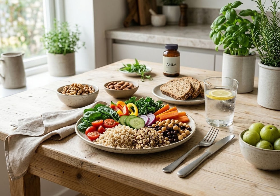 Amla alongside foods associated with a heart-healthy lifestyle
