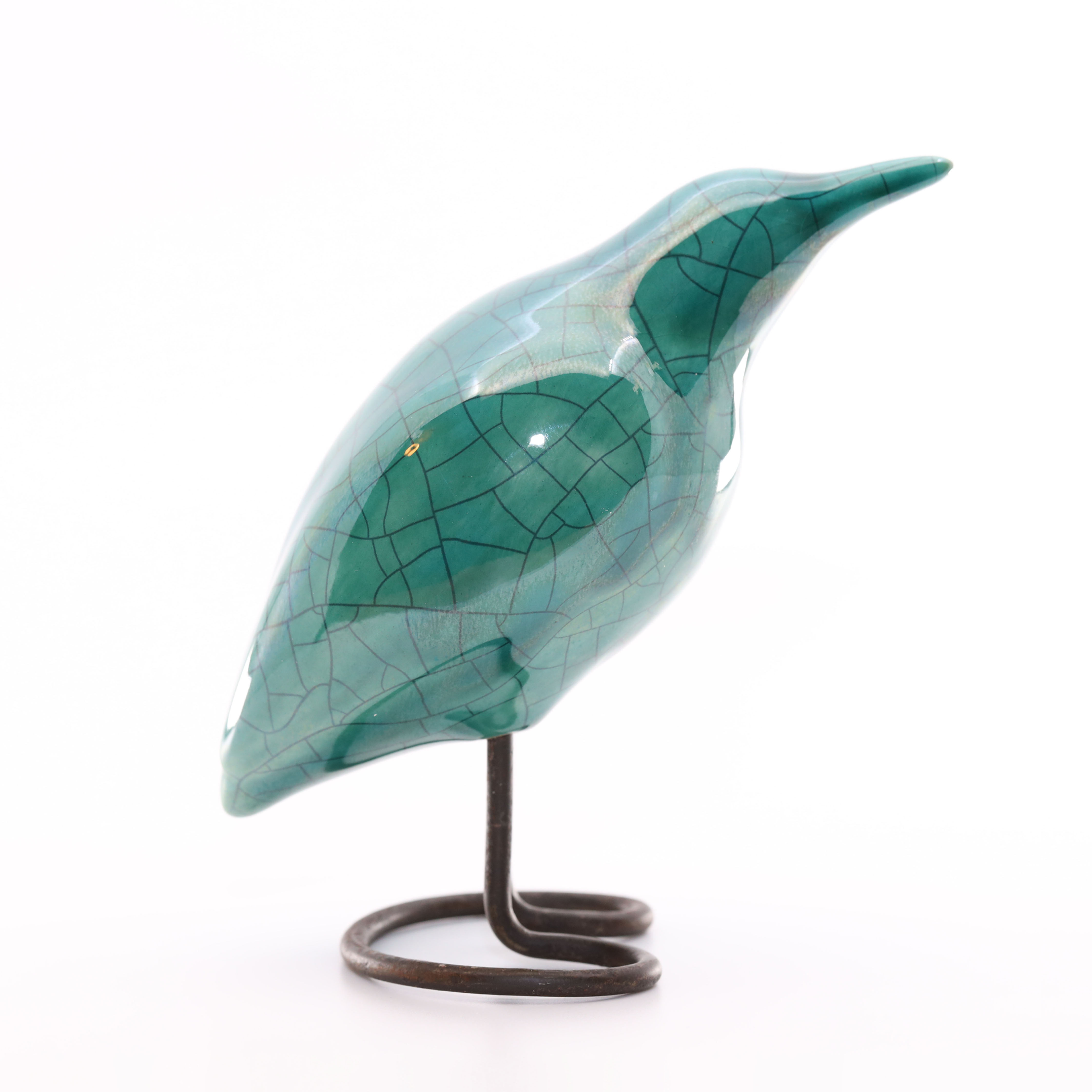 JEHN CERAMIKA Handmade Green Heron Bird (12cm tall)