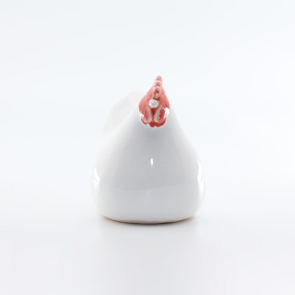 Thumbnail: JEHN CERAMIKA Handmade White Hatching Hen (10cm tall)