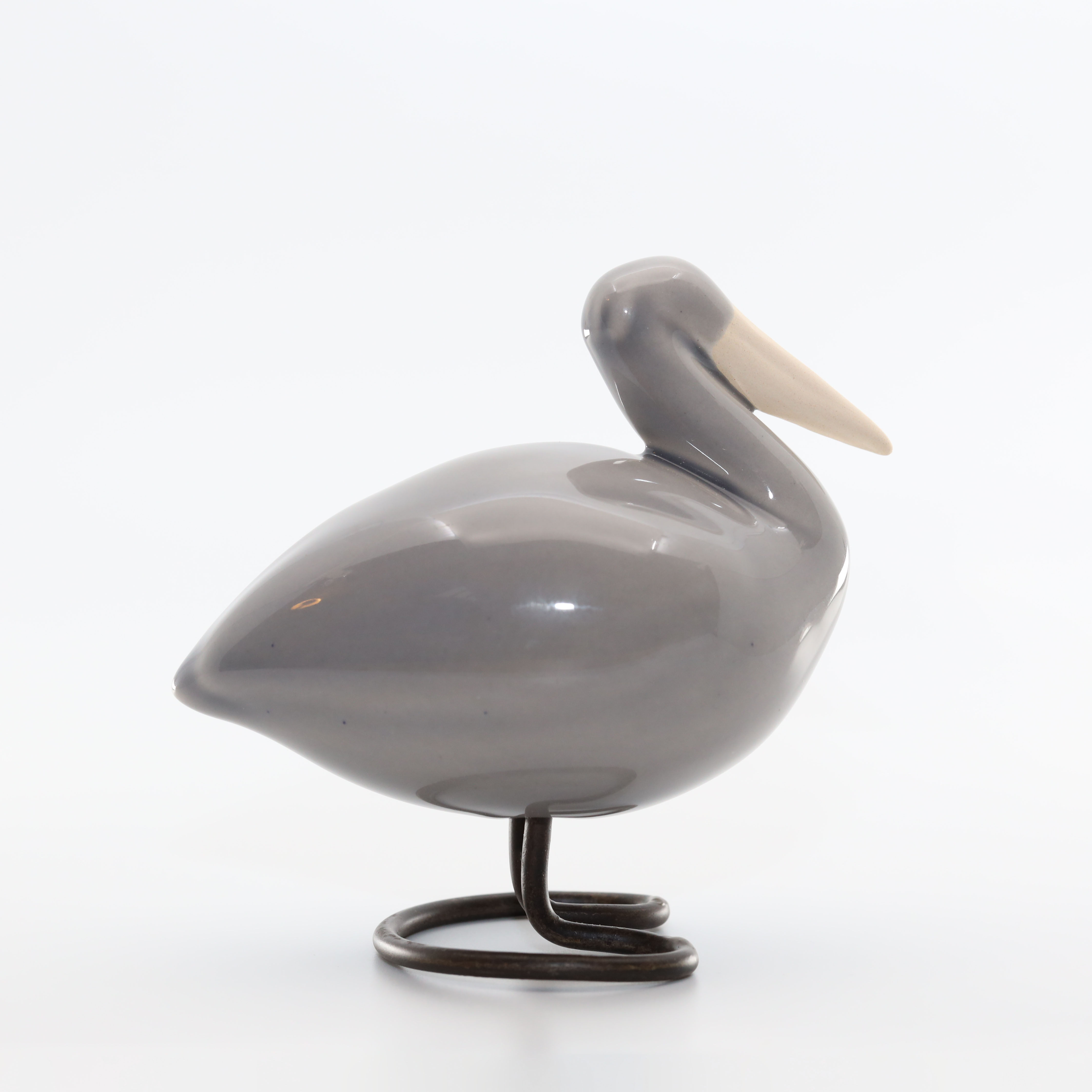 JEHN CERAMIKA Handmade Grey Pelican (11cm tall)