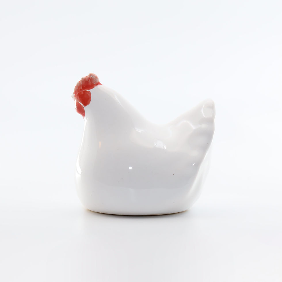 Thumbnail: JEHN CERAMIKA Handmade White Hatching Hen (10cm tall)