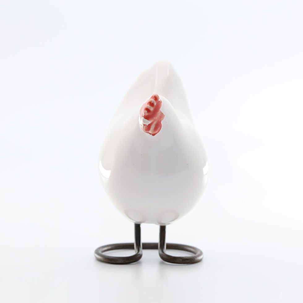 Thumbnail: JEHN CERAMIKA Handmade White Hen (14cm tall)