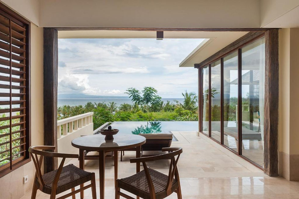 outdoor dining area pool villa